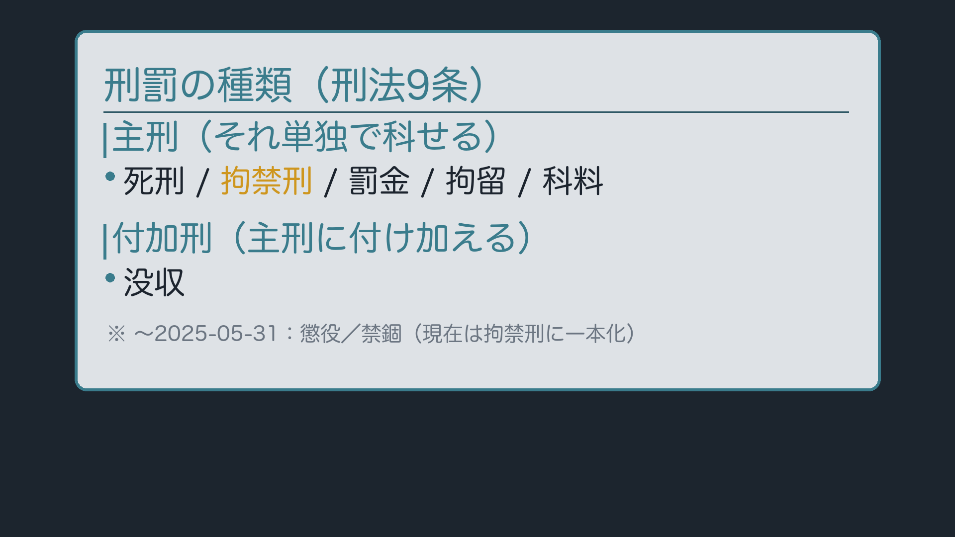 刑罰の種類(9条)――拘禁刑という名前
