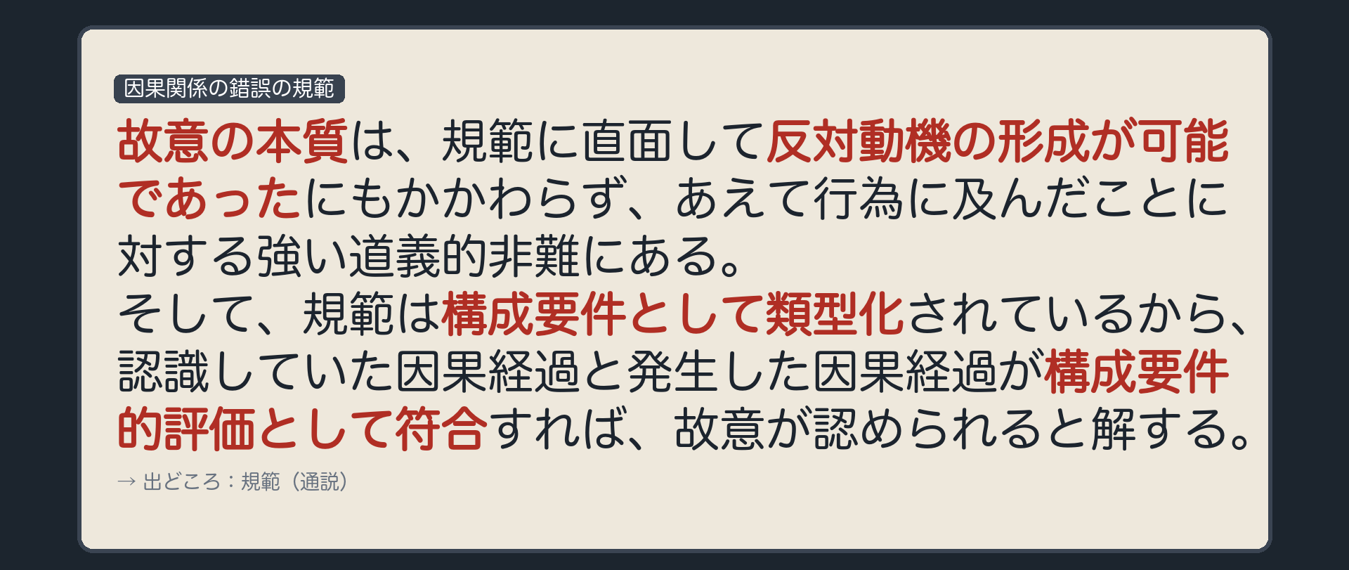 因果関係の錯誤の規範