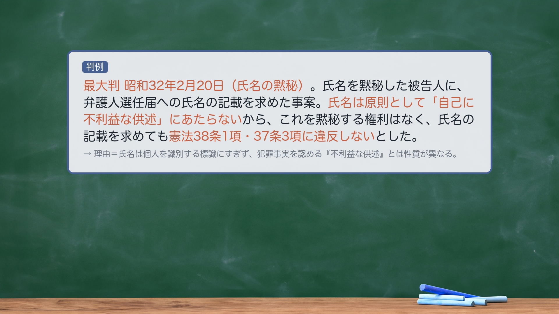 最大判 昭和32年2月20日（氏名の黙秘）