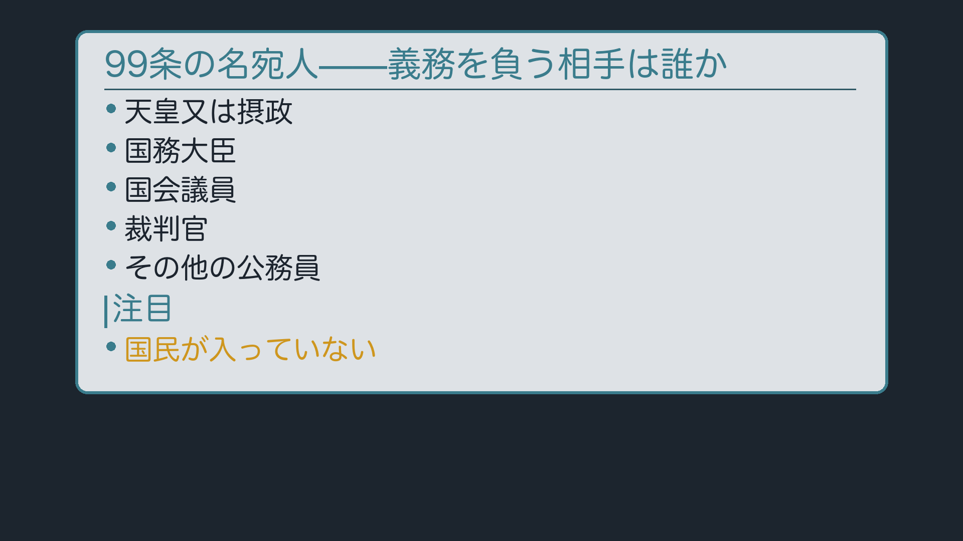 99条の名宛人リスト(国民が入っていないことを示す簡易板)