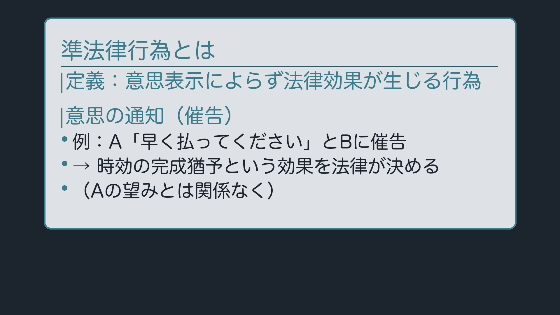 準法律行為とは+意思の通知(催告)