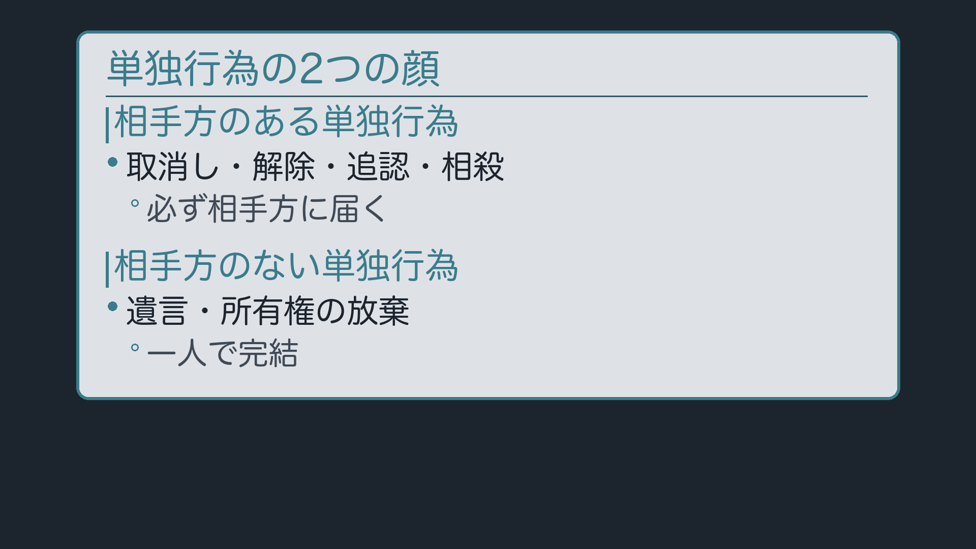 単独行為の分岐(相手方の有無)