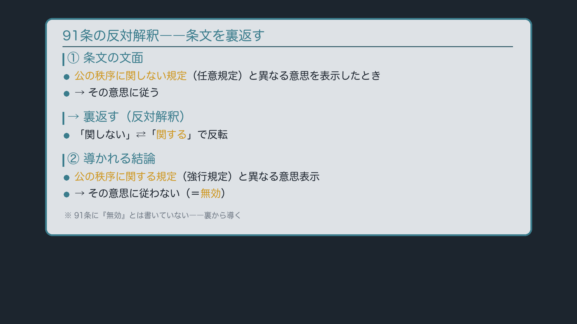 91条の反対解釈——条文を裏返す