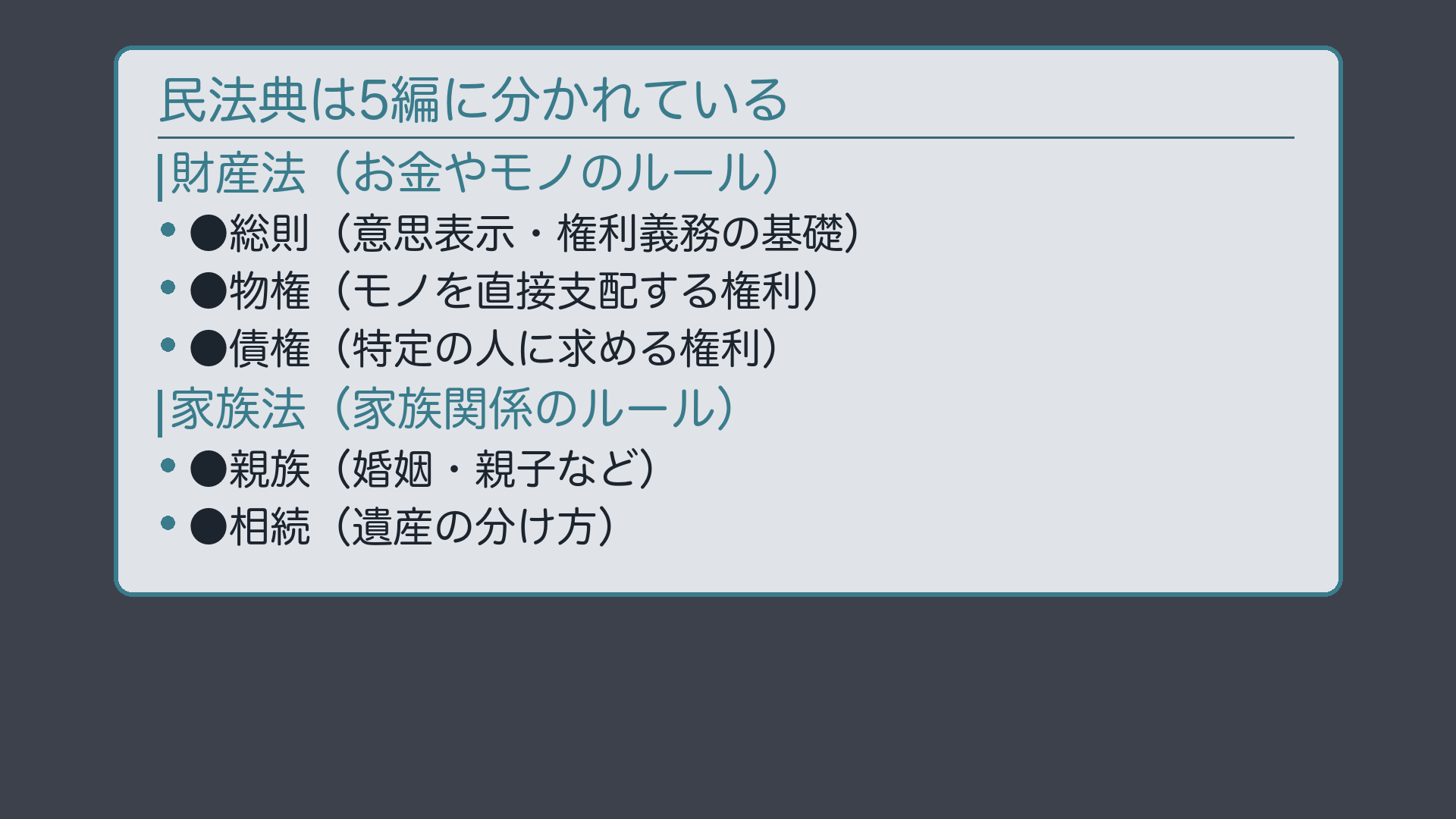 5編構成と財産法・家族法