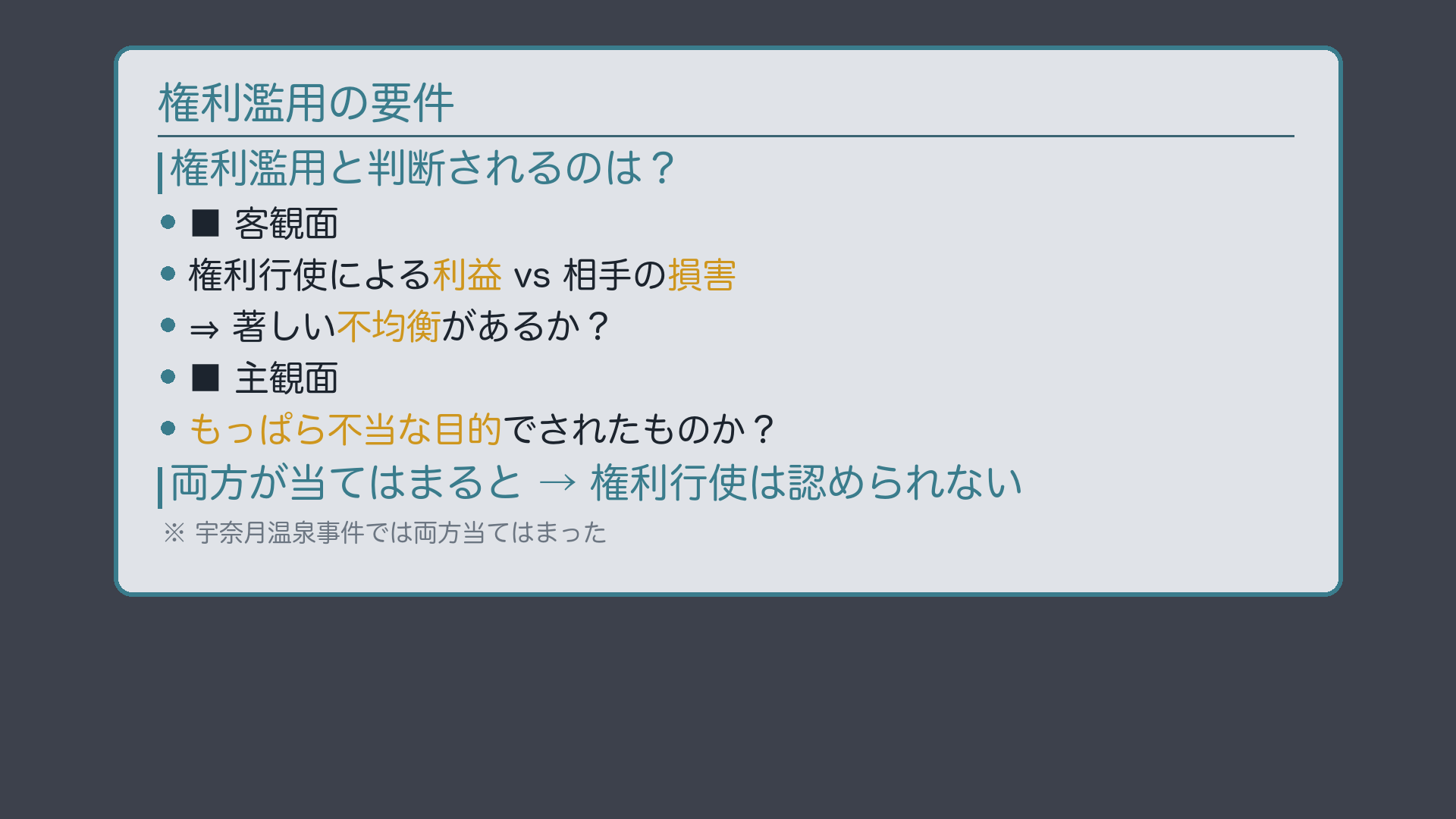 権利濫用の要件ボード