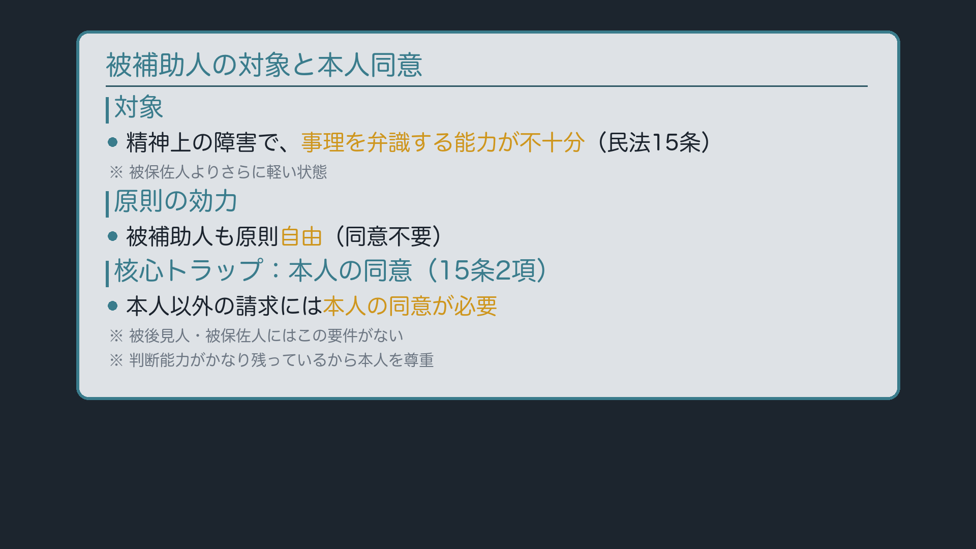 被補助人の対象と本人同意