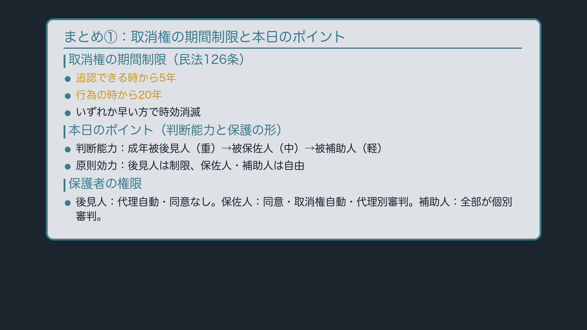 まとめ①:取消権の期間制限と本日のポイント