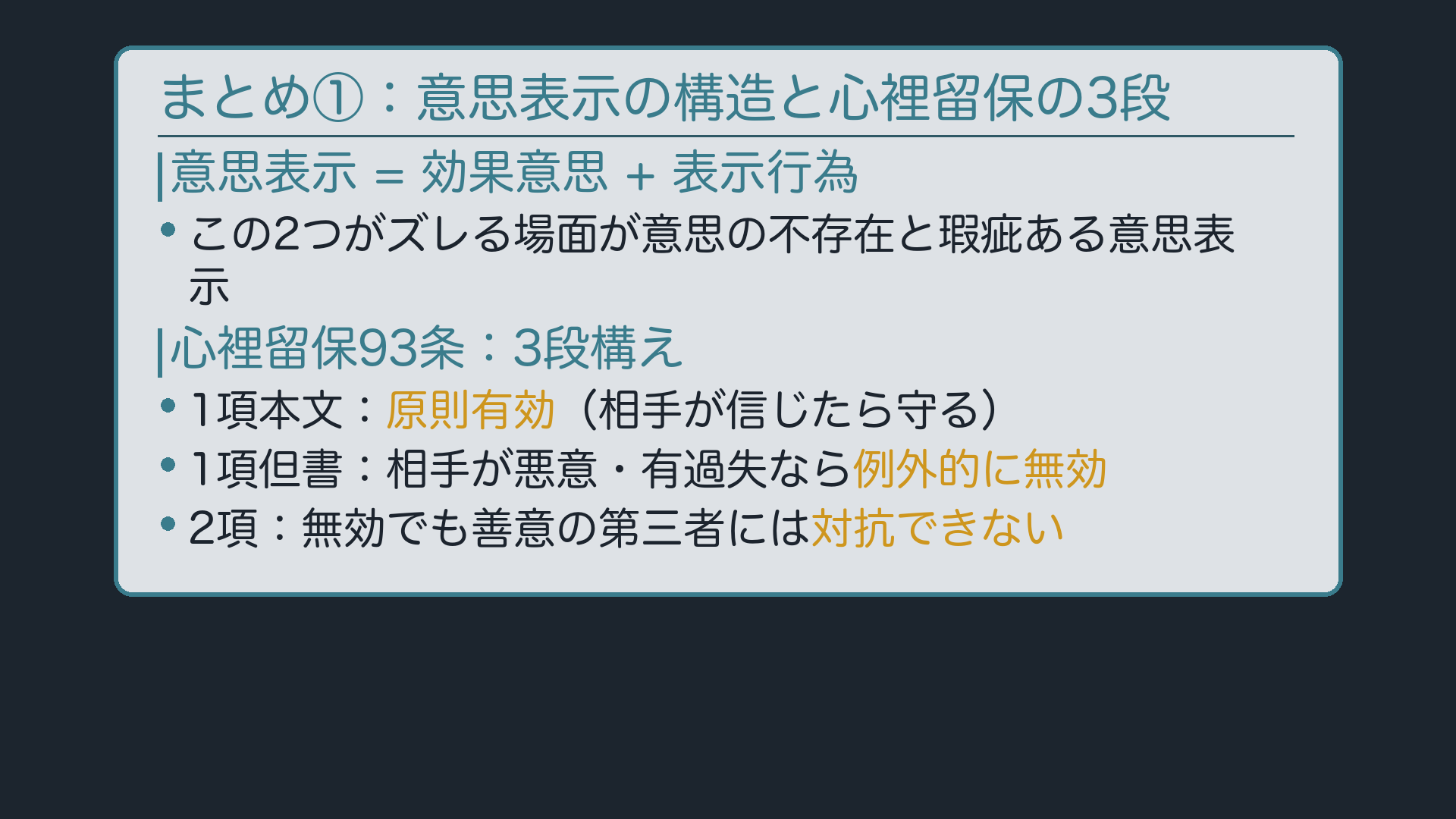 まとめ①:意思表示の構造と心裡留保の3段