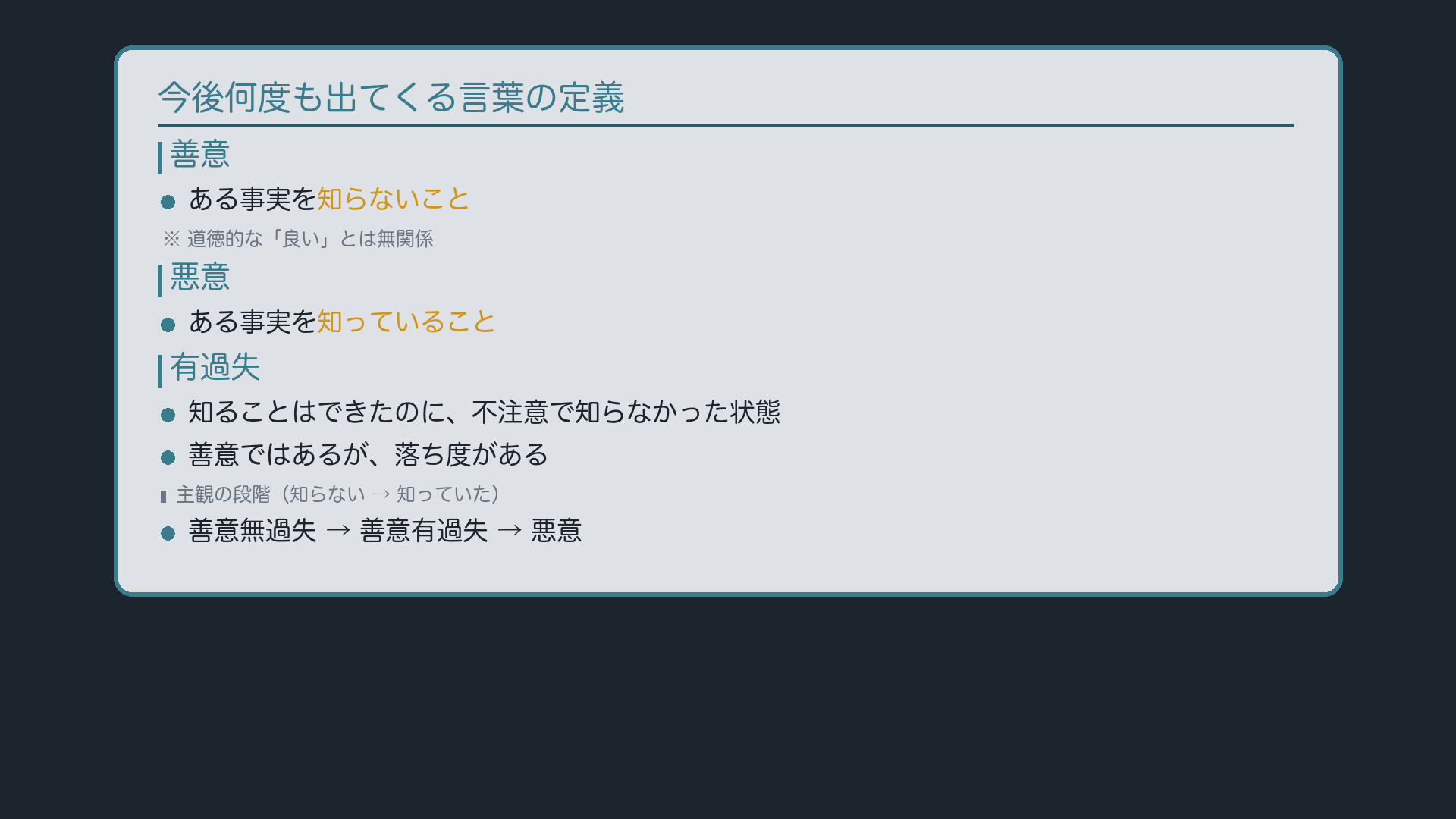 善意・悪意・有過失の定義板