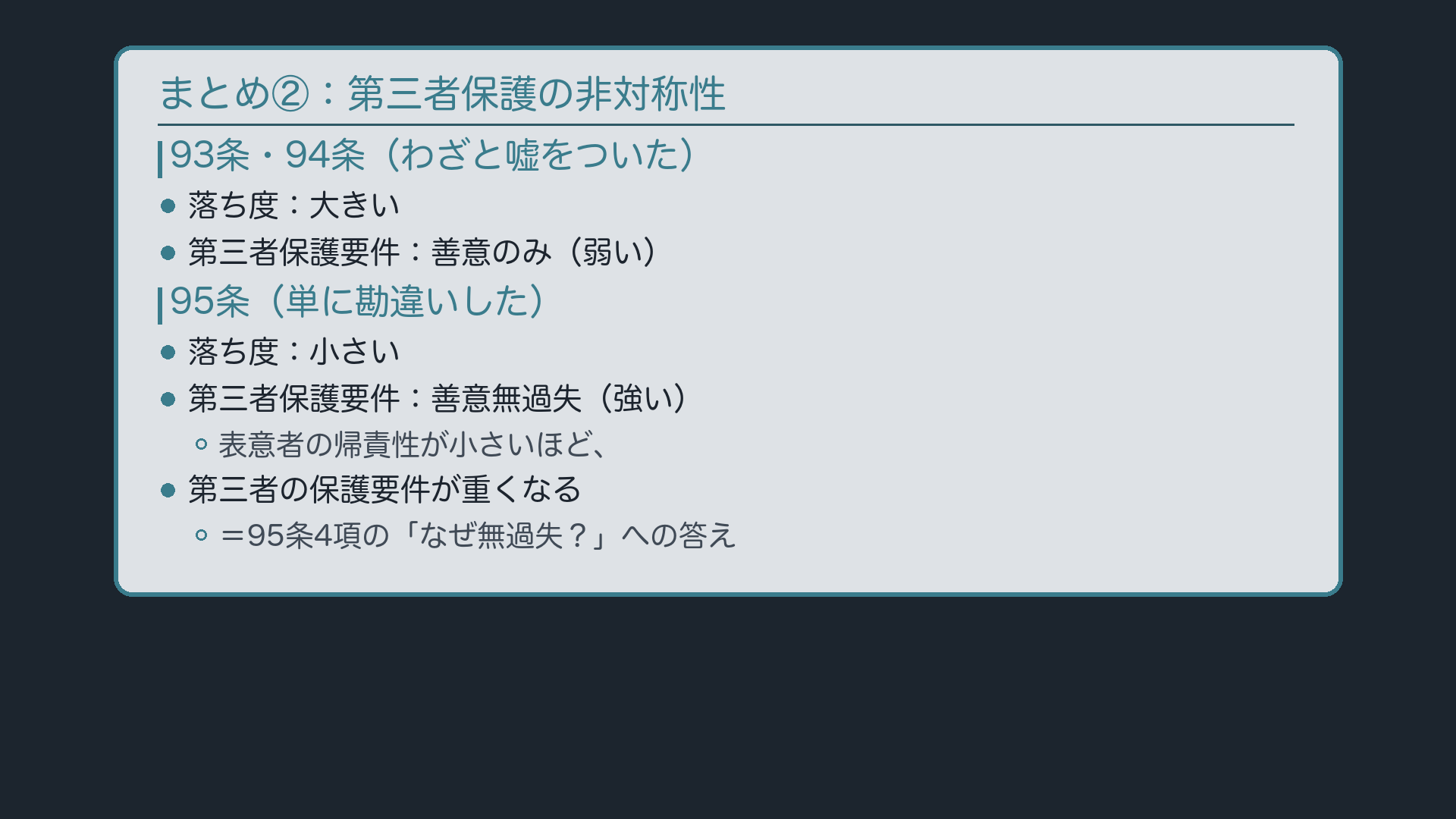 まとめ②:第三者保護の非対称性