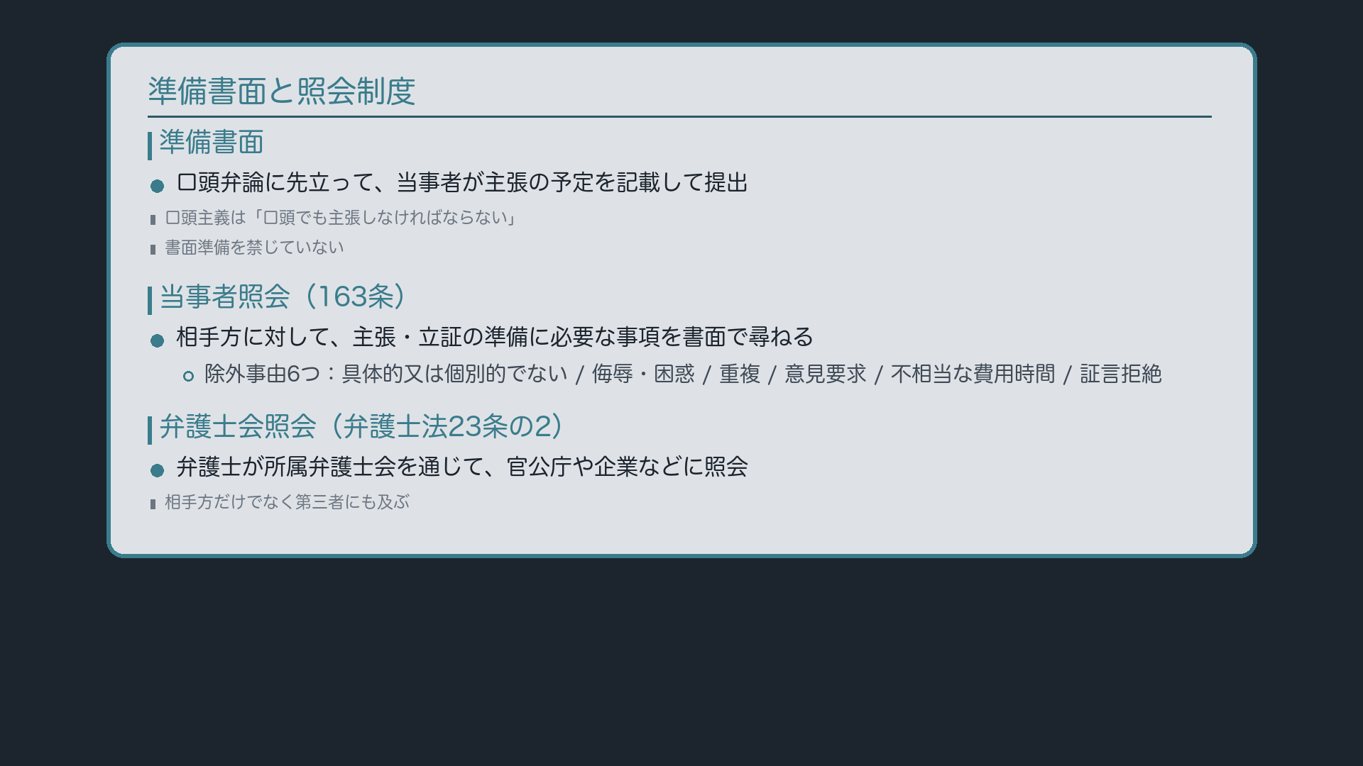 準備書面と照会制度